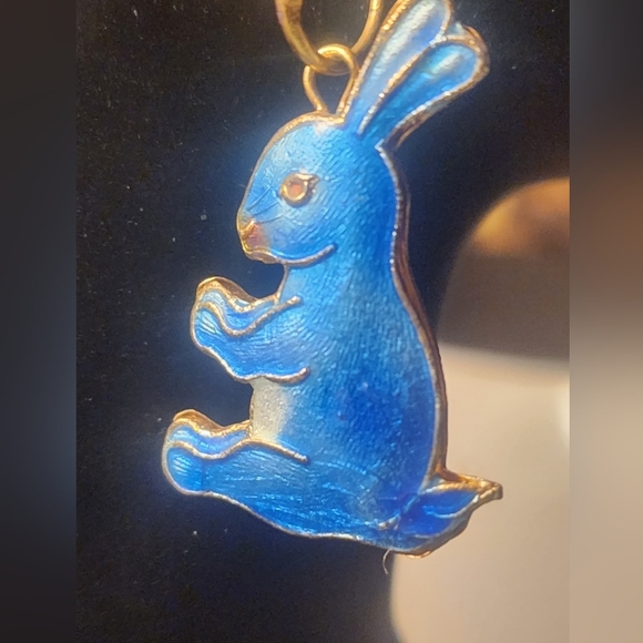 Blue Bunny Enamel Earrings - Picture 8 of 9